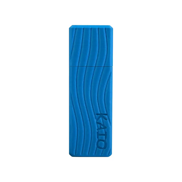 Blue 3D-printed Dextro Energy Protection Tube with textured wave design and secure cap for tablet storage