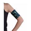 Blood glucose sensor armband for kids with fun moon and space pattern, fits securely and comfortably.