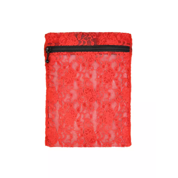 Red lace insulin cooling wallet with black zipper for 4 pens or 8 vials, stylish and portable