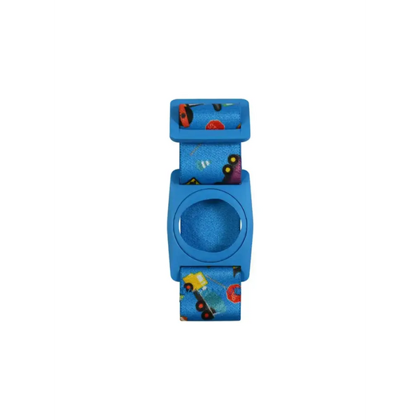 Blue digital watch on Dia-Style armband with rotating clip for Dexcom G7 sensor