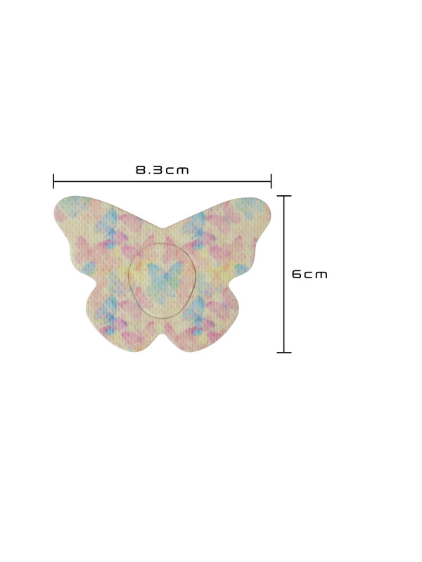 Dexcom G7 butterfly shape patch dimensions, showing the cut-out shape and sensor opening for a precise fit