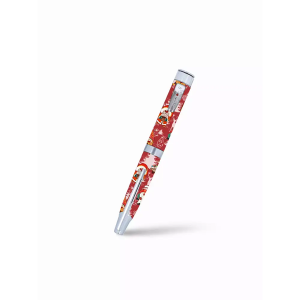 Decorative pen featuring red Christmas-themed stickers for HumaPen diabetes management