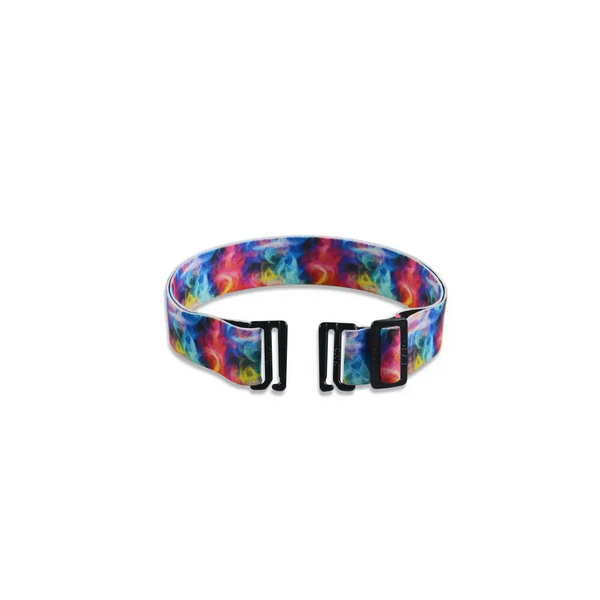 Adjustable colorful belt for kids' insulin pump pouches with secure clips.