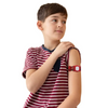 Medtronic Simplera armband for kids with rotating clip, vibrant prints, worn by child.