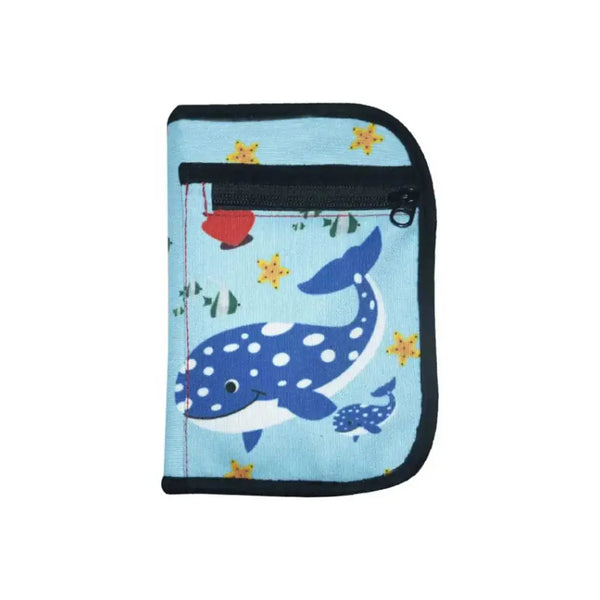 Diabetic children's travel case with playful whale design, compact and convenient for daily diabetes supplies.