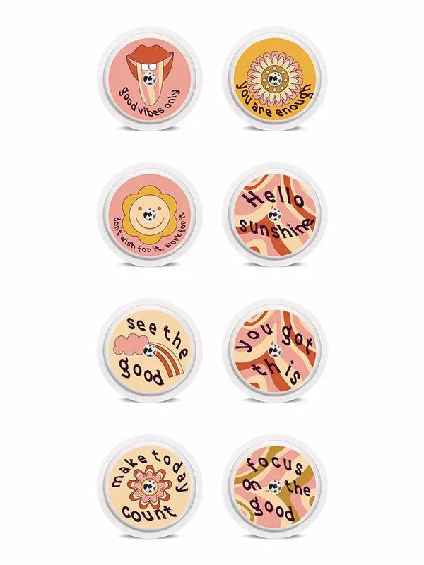 Freestyle Libre sensor stickers set of 8, colorful and water-resistant vinyl designs.