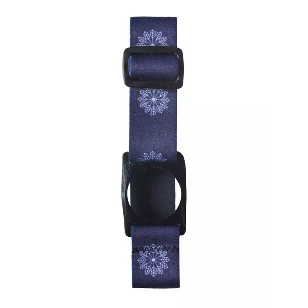 The Freestyle Libre 2 Armband with a floral white pattern on a dark navy background, showcasing the adjustable strap and sensor holder.