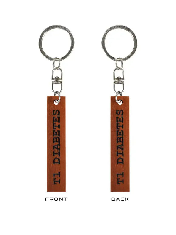 "T1 Diabetes" Schlüsselanhänger aus Holz I>∧∨ - Kaio-Schlüsselanhänger