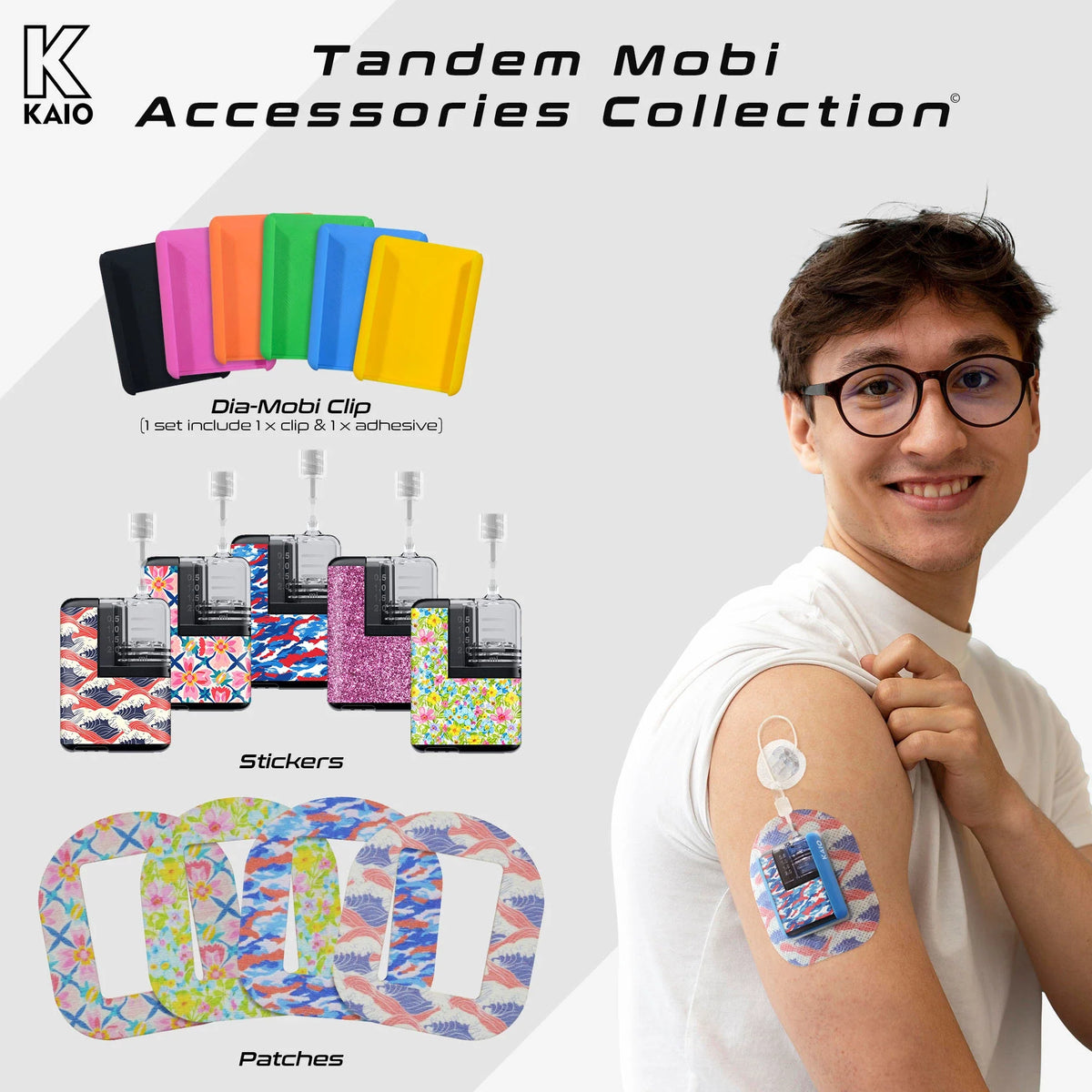 Tandem Mobi accessories with Dia-Mobi Clip, patch and sticker Bild
