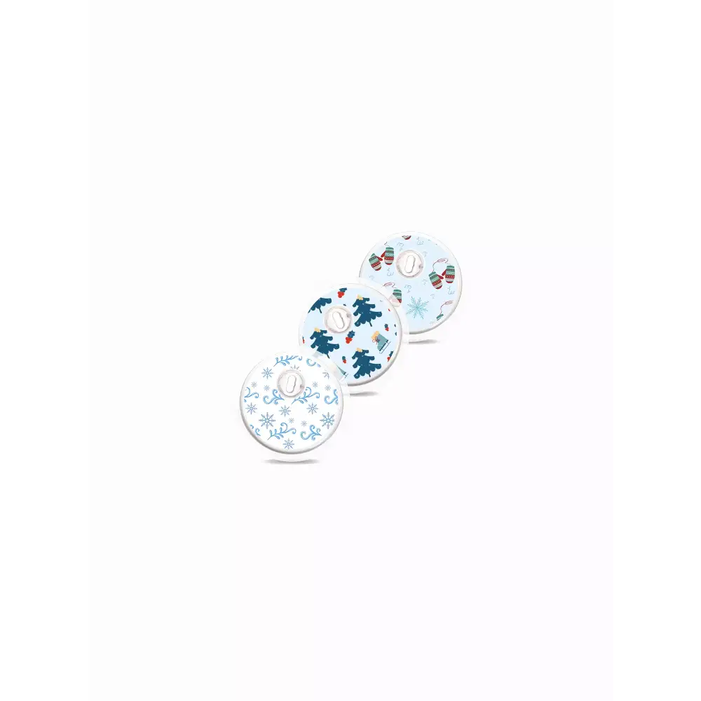 Libre 3 Stickers - Winter Edition with festive Christmas designs for glucose monitoring sensors.