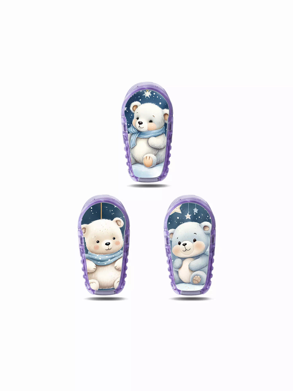 Christmas-themed Dexcom G6 Sensor Stickers with festive bear designs.