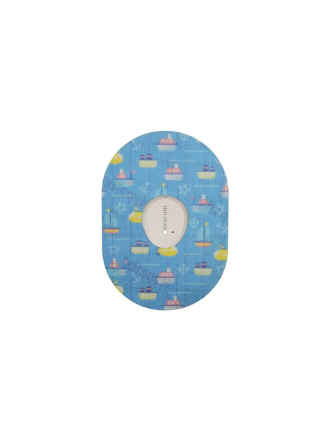 Dexcom G7 sensor patch with childhood memories boat pattern, breathable and hypoallergenic adhesive patch