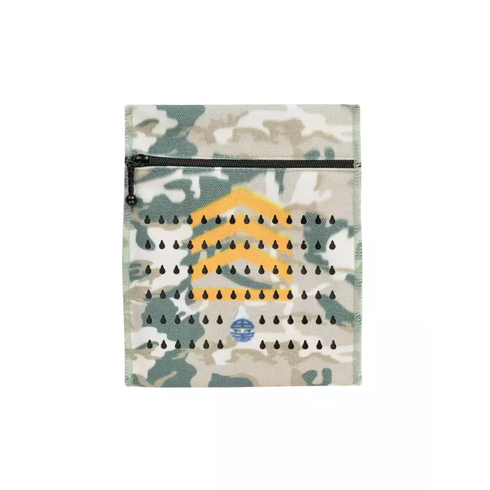 Insulin cooling wallet for 4 vials or eye drops in a camo design, Dia-Cool pouch.