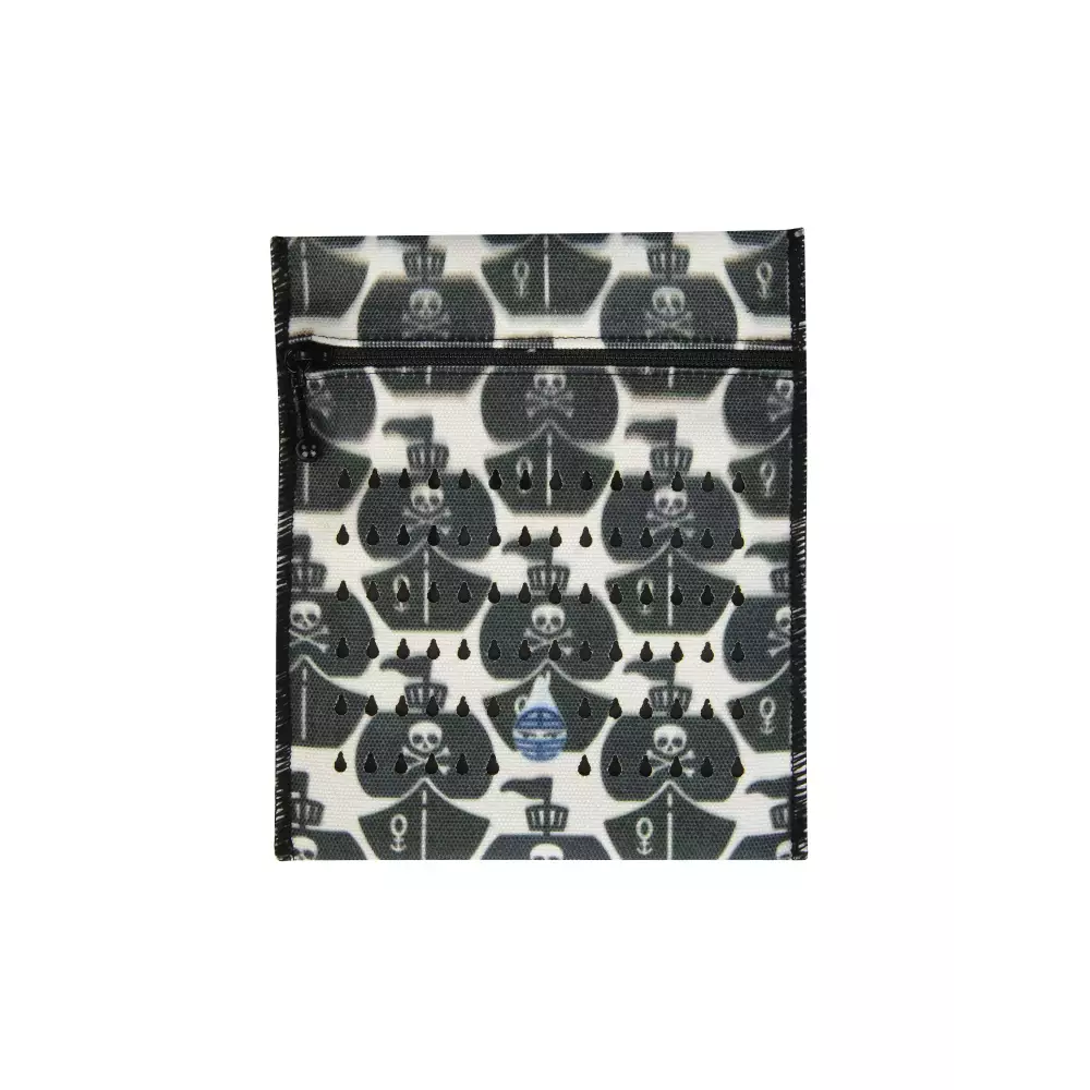 Cooling wallet for insulin vials or eye drops with black and white pattern.
