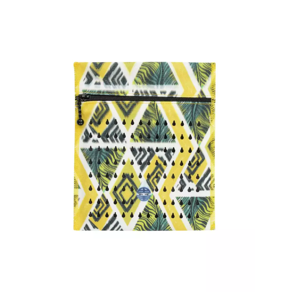 Insulin cooling wallet with vibrant geometric design, lightweight and travel-friendly.