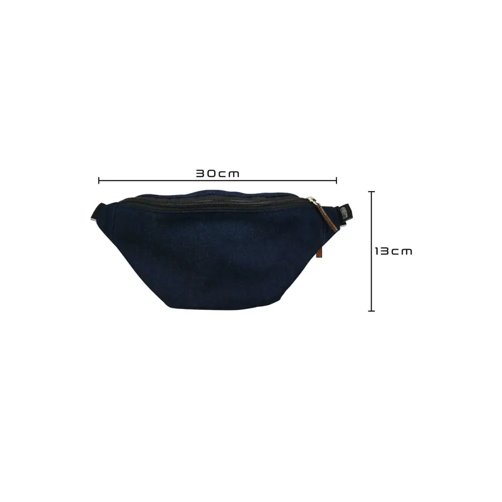 Black Dia-Fanny Pack for diabetic supplies, measuring 30cm wide and 13cm high
