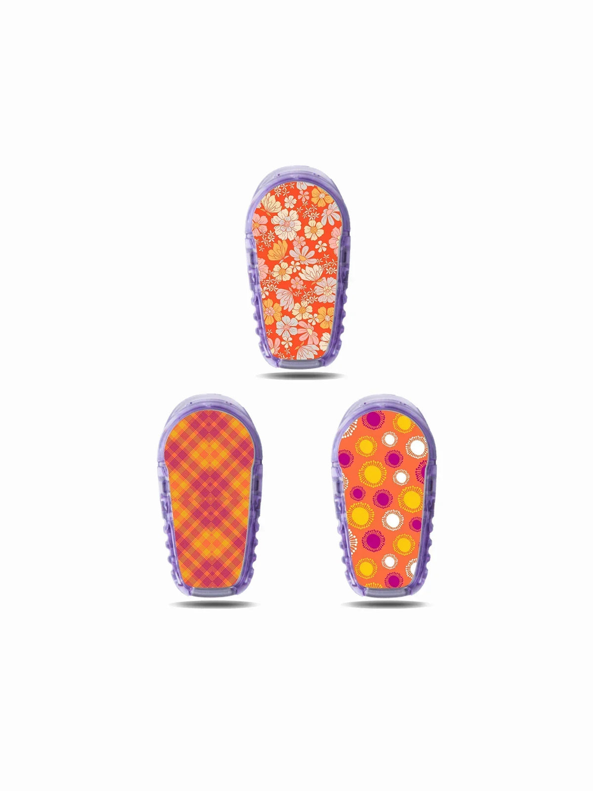 Dexcom G6 Stickers Summer Edition with vibrant floral, plaid, and polka dot designs for CGM sensor protection and style