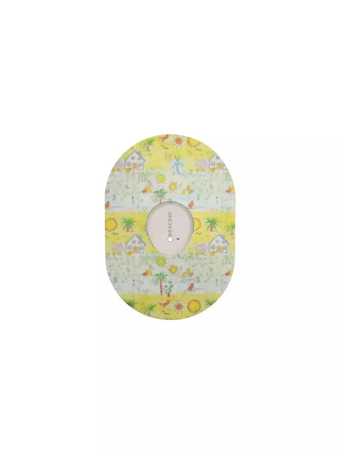 Dexcom G7 Patch with childhood-inspired design in vibrant colors.