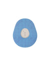 Dexcom G7 drop shape patch in blue solid color, breathable adhesive overpatch to help support sensor wear