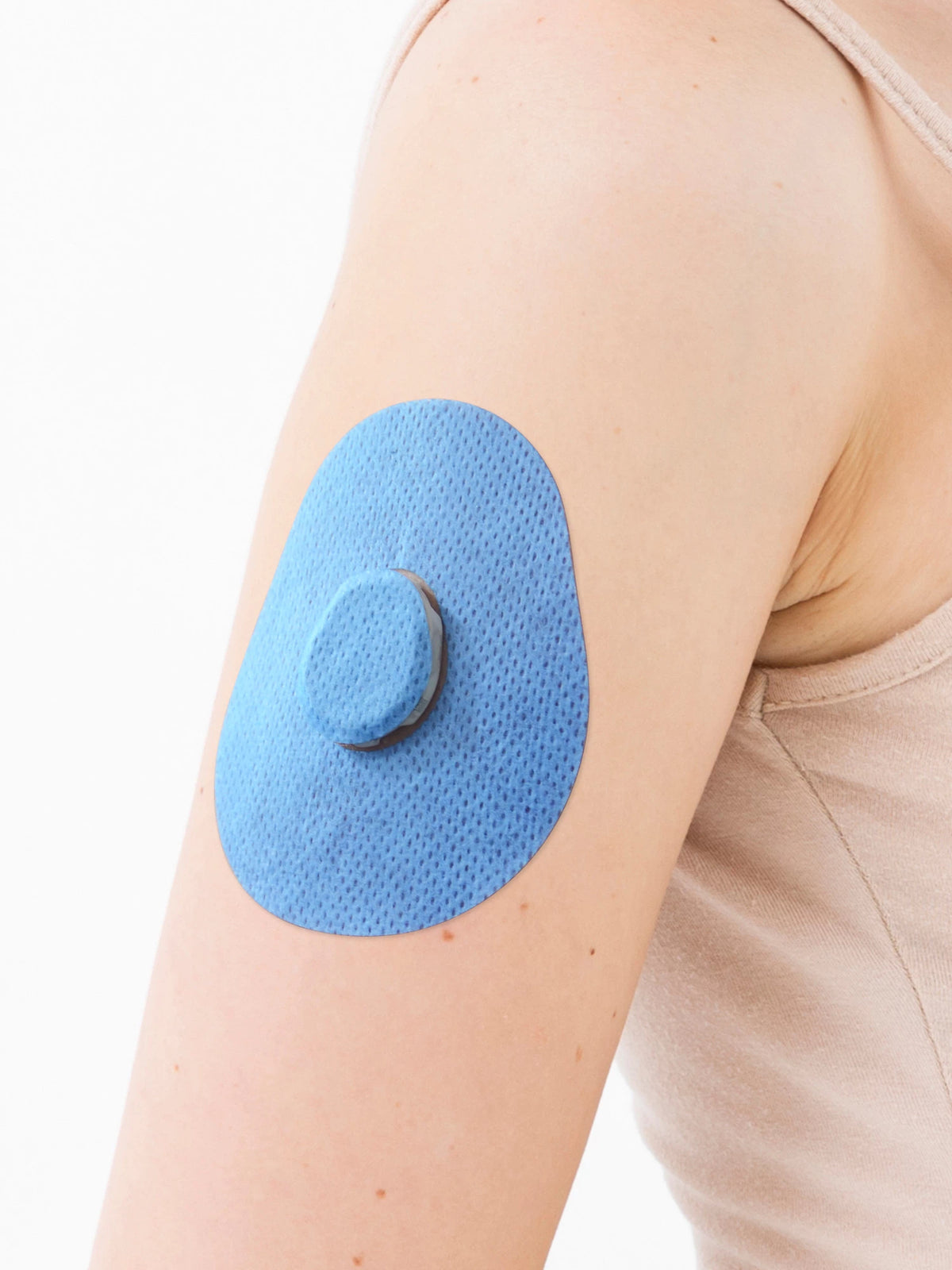 Fixierpflaster für Dexcom G7, Form Tropfen, am Arm, Nahaufnahme