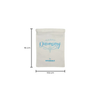 Kaio-Dia Diaversary Medium Gift Bag with 'Happy Diaversary' design, 11.5 cm x 16 cm, made from eco-friendly cotton.