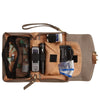 Feminine taupe leather diabetic shoulder bag with organized compartments for diabetes care supplies and accessories