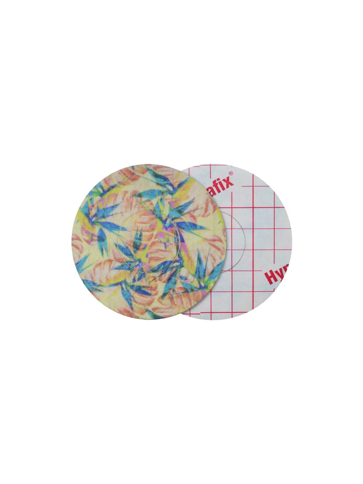 Fixierpflaster für FreeStyle Libre 2, Design Tequila Sunrise, Vorder- und Rückseite mit Schutzfolie