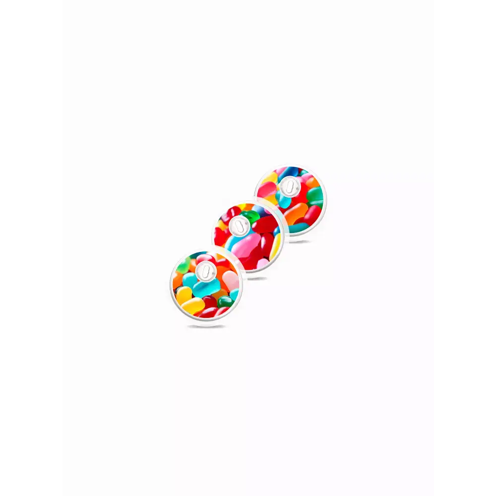 Freestyle Libre 3 Stickers in Fun Vibes Jelly Beans design. Add colorful jelly bean stickers to your sensor. 3 stickers per pack. Non-removable.