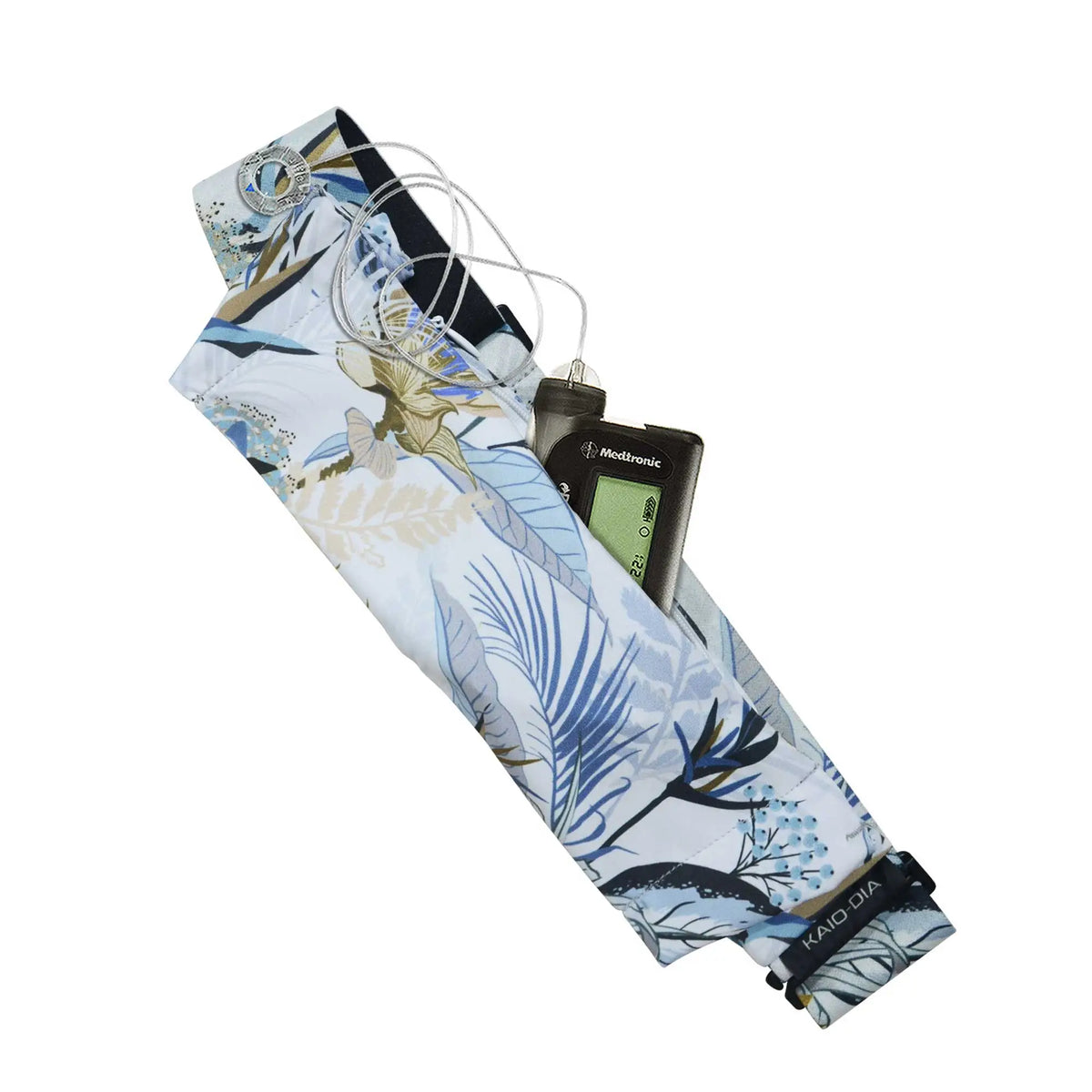 Insulin pump belt floral Lilly blue pocket detail Dia Belly Belt for secure insulin pump storage