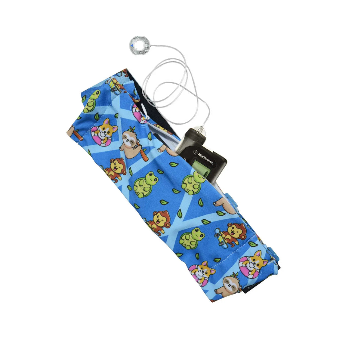 Kids insulin pump belt blue animals print front adjustable medical belt for children with insulin pump