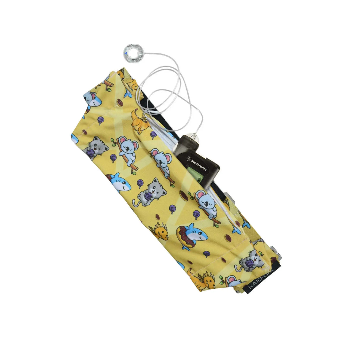 Kids insulin pump belt yellow animal print front adjustable belt for children with insulin pump device