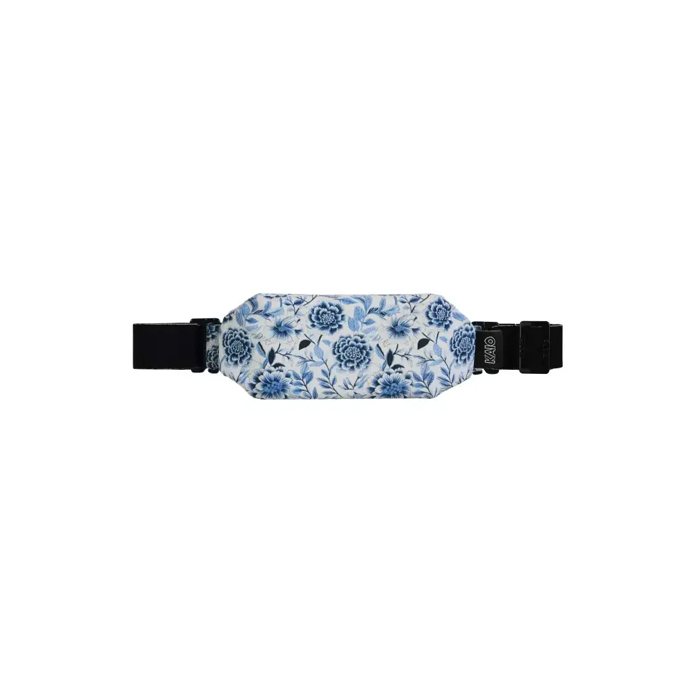 Floral-patterned fanny pack in blue and white for insulin pump, Dia-Body Pouch Basic