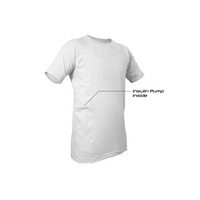 Insulin pump t-shirt with side pockets for pump storage.