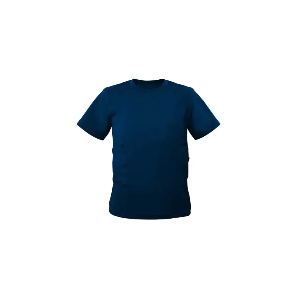 Blue insulin pump t-shirt for kids, featuring dual-sided pockets and soft stretchable fabric.