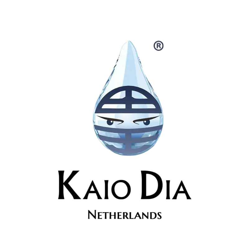 Kaio Dia Netherlands logo: a blue water drop with a stylized face, above "Kaio Dia" and "NETHERLANDS". Bild