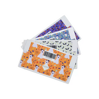 Medtronic MiniMed Insulin Pump Stickers - Halloween Edition with ghosts, pumpkins, bats, and gnomes designs.