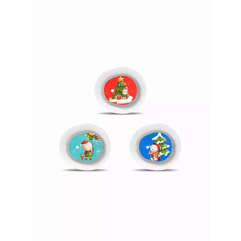 Dexcom G7 CGM Sensor Stickers Christmas Edition with festive holiday designs.