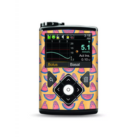 Medtronic MiniMed with Summer Edition stickers featuring watermelon design.