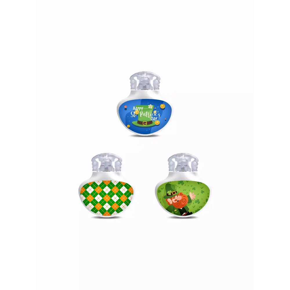St. Patrick's Day themed Guardian Enlite sensor stickers displaying festive designs.