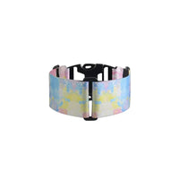 Insulin pump leg band in vibrant summer colors, adjustable and soft for women's comfort.