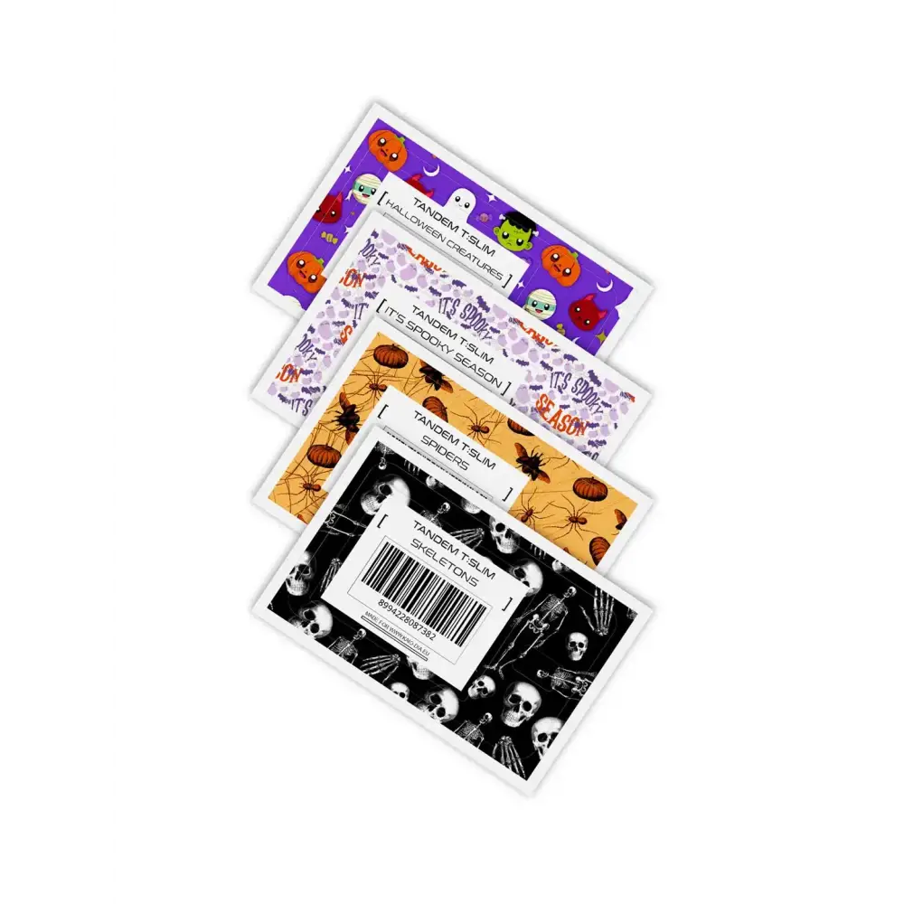 Tandem T Slim Stickers - Halloween 2024 with spooky designs for diabetes care device.