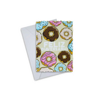 Diaversary greeting card with colorful donut design and envelope.