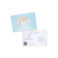 Empowering Diaversary Postcards with rainbow unicorn design.