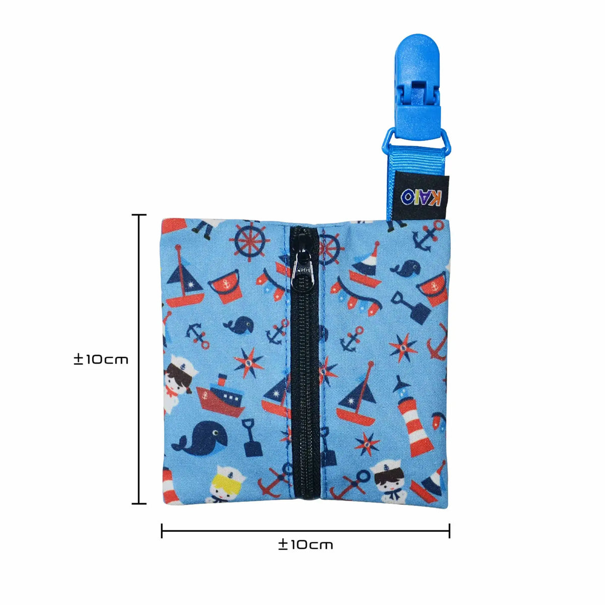medical tube pouch kids blue boat print dimensions showing size and storage capacity for tubing