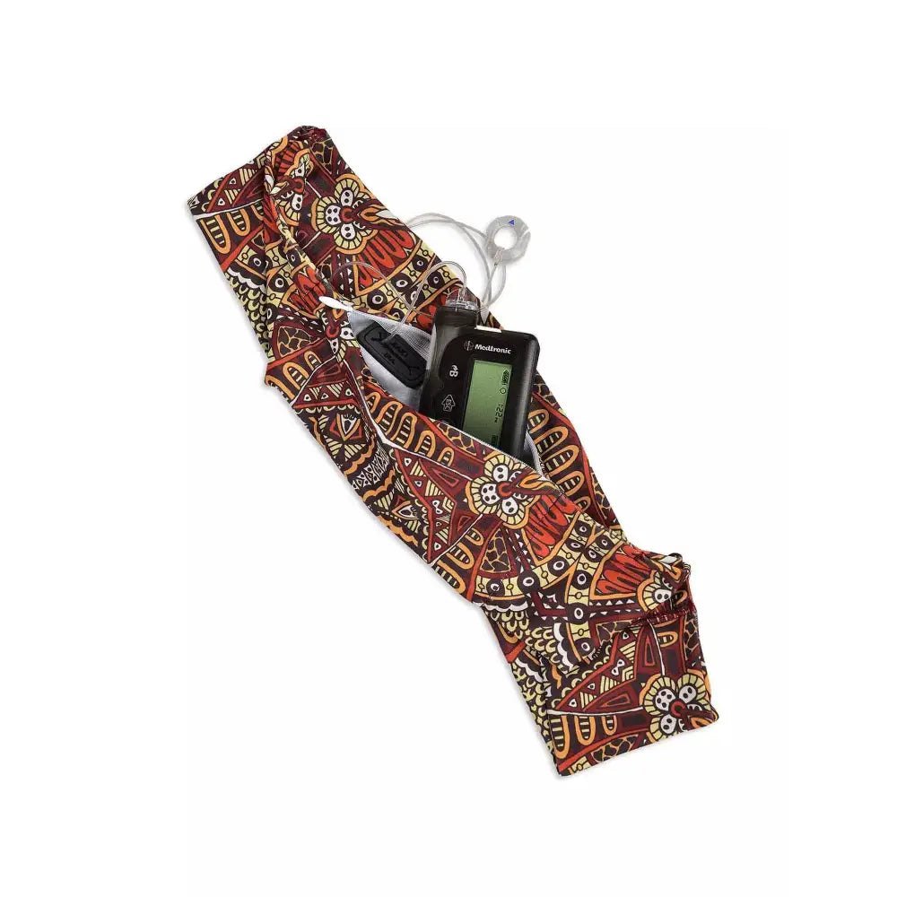 Universal Insulin Pump Waist Belt with vibrant print design, featuring discreet storage for secure pump placement.