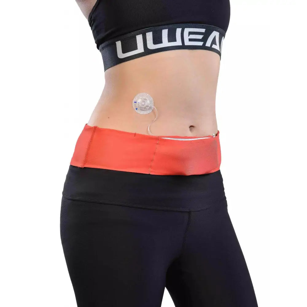 Universal Insulin Pump Waistbelt - Dia-BellyBand in red for active lifestyle comfort.