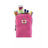 Mini Kit Bag for diabetics with supplies, pink design.