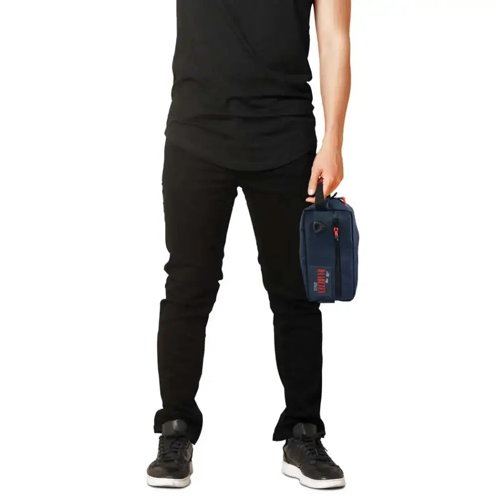 Diabetes bag for travel, featuring multiple pockets and waterproof phone compartment.