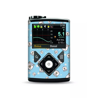 Medtronic MiniMed insulin pump with funny animal sticker design, water-resistant vinyl skin for 630G, 640G, 670G, and 770G models.