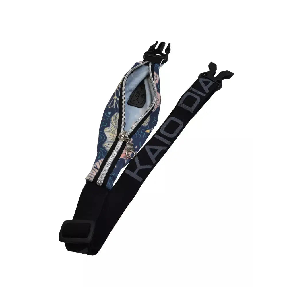 Insulin pump belt pouch in dark colors with adjustable strap and secure zipper.